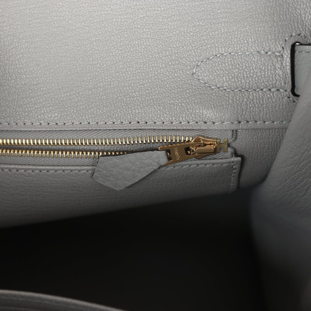 Hermes Birkin 30 Gris Mouette Togo Gold Hardware - Image 9
