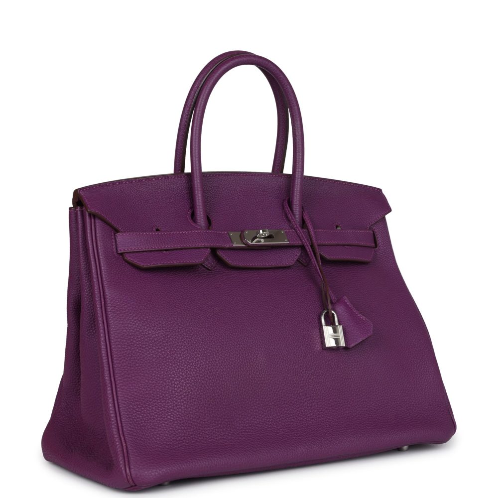 Pre-owned Hermes Birkin 35 Anemone Togo Palladium Hardware - Image 2