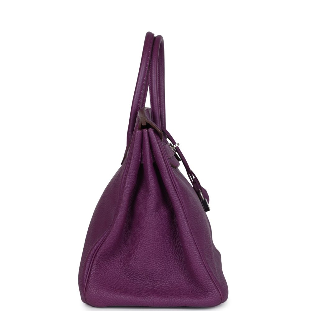 Pre-owned Hermes Birkin 35 Anemone Togo Palladium Hardware - Image 3