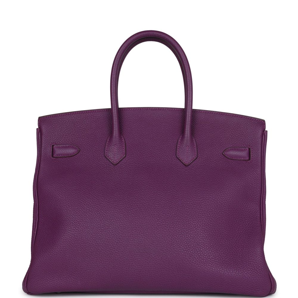 Pre-owned Hermes Birkin 35 Anemone Togo Palladium Hardware - Image 4