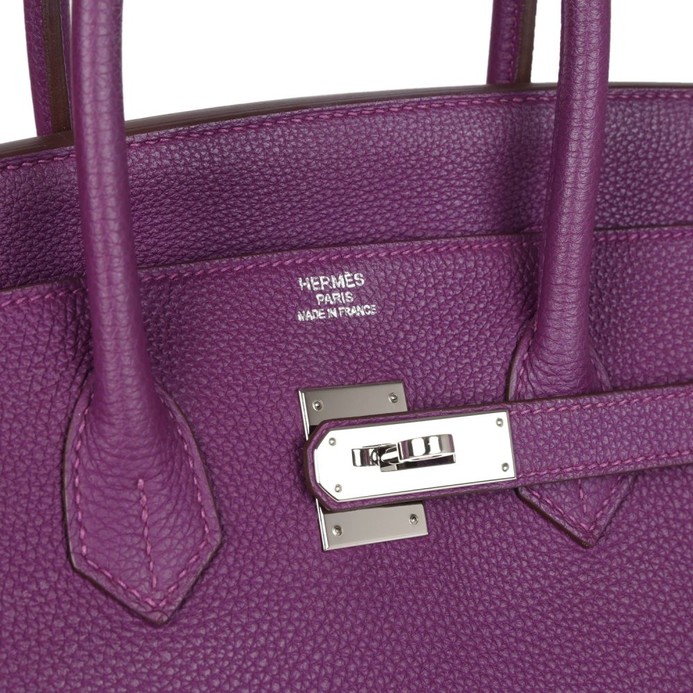 Pre-owned Hermes Birkin 35 Anemone Togo Palladium Hardware - Image 7