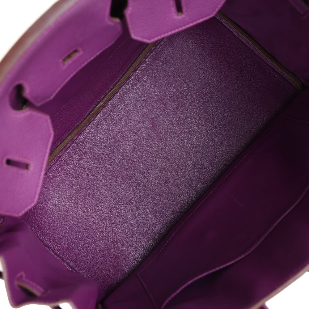 Pre-owned Hermes Birkin 35 Anemone Togo Palladium Hardware - Image 8