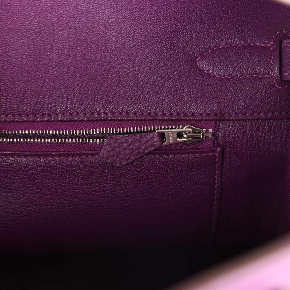 Pre-owned Hermes Birkin 35 Anemone Togo Palladium Hardware - Image 9