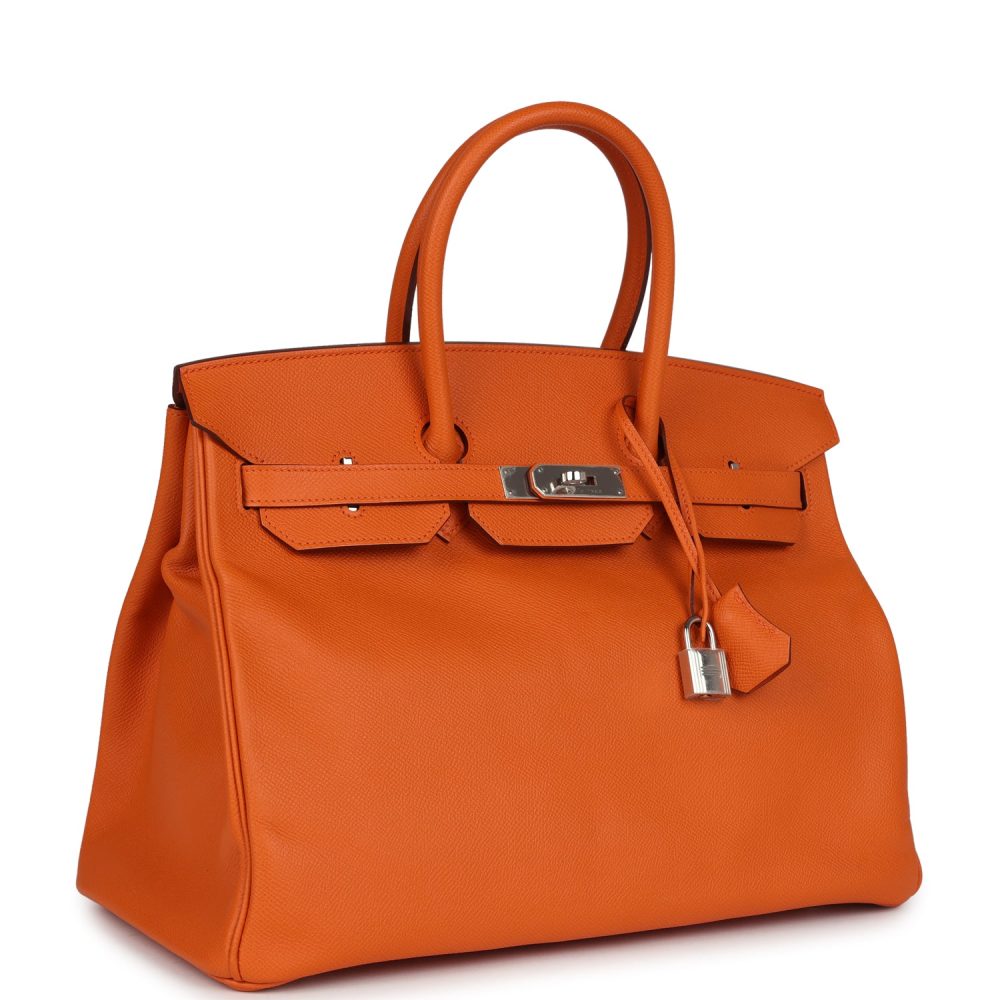 Pre-owned Hermes Birkin 35 Orange Epsom Palladium Hardware - Image 2