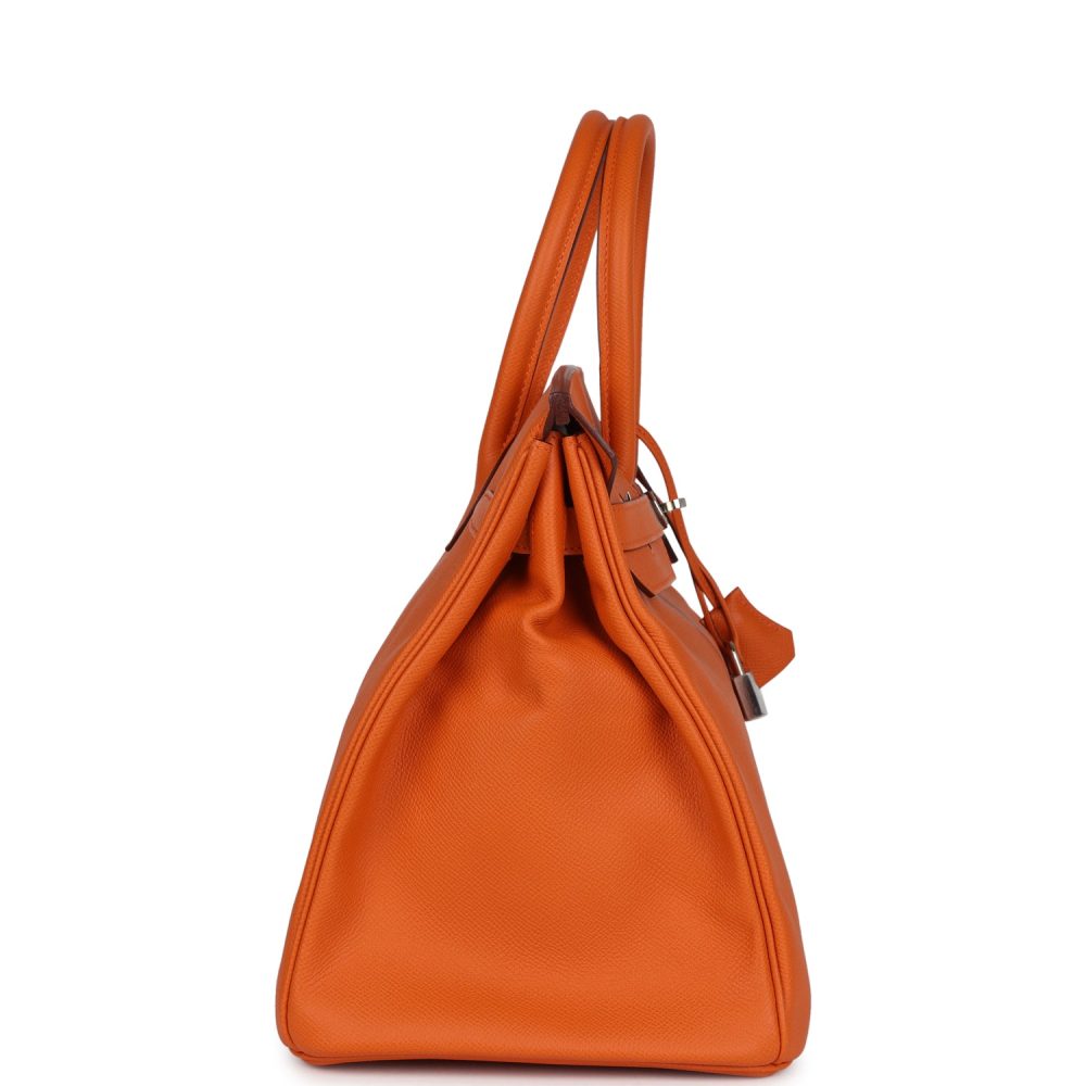 Pre-owned Hermes Birkin 35 Orange Epsom Palladium Hardware - Image 3