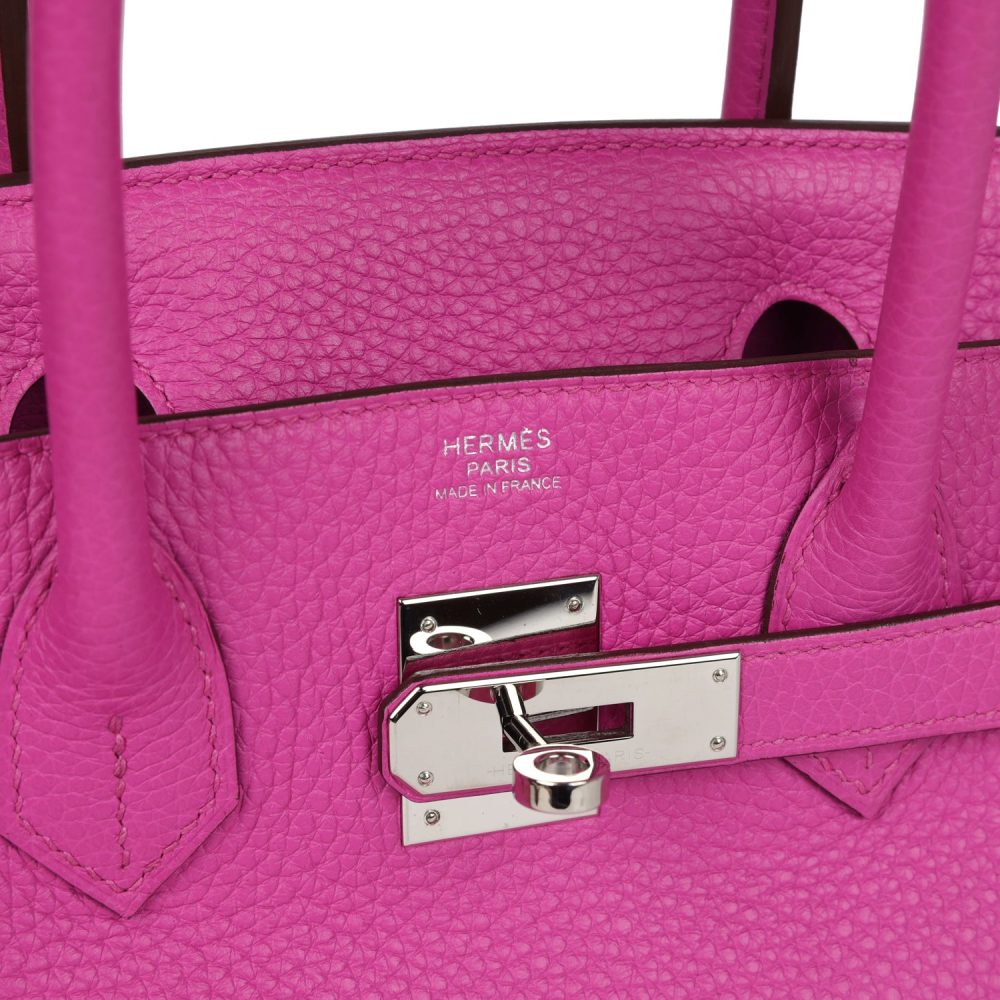 Pre-owned Hermes Birkin 30 Magnolia Clemence Palladium Hardware - Image 7