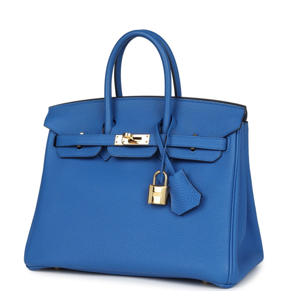 Pre-owned Hermes Birkin 25 Bleu Zellige Togo Gold Hardware - Image 5