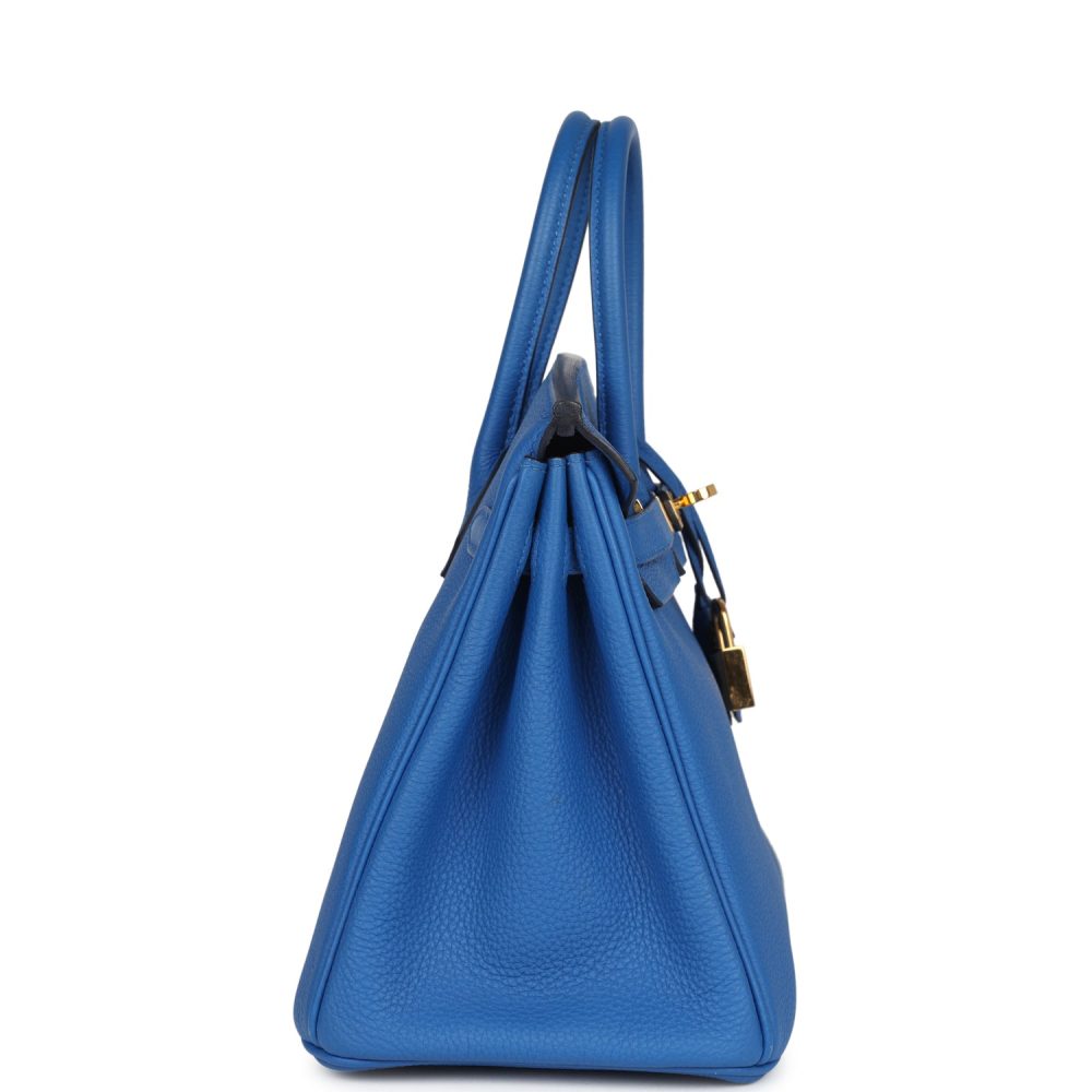 Pre-owned Hermes Birkin 25 Bleu Zellige Togo Gold Hardware - Image 3