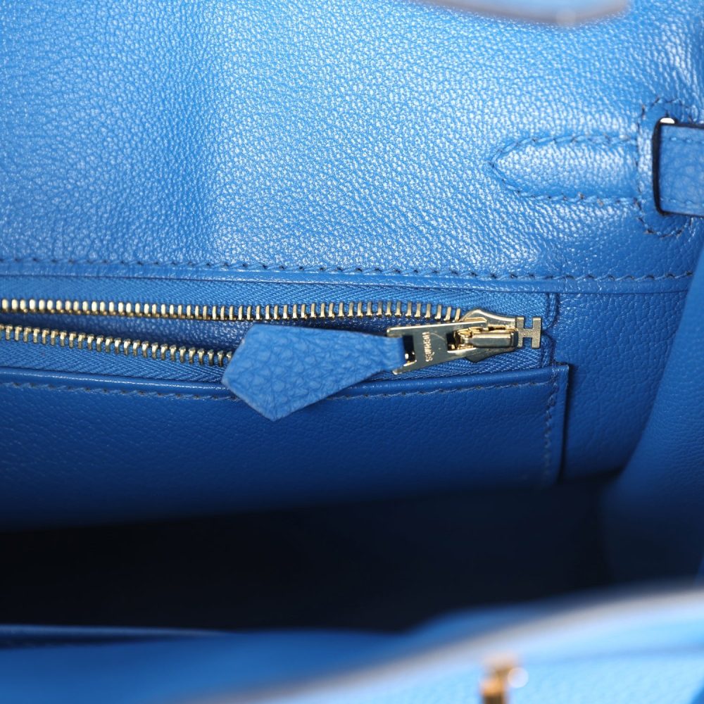 Pre-owned Hermes Birkin 25 Bleu Zellige Togo Gold Hardware - Image 9