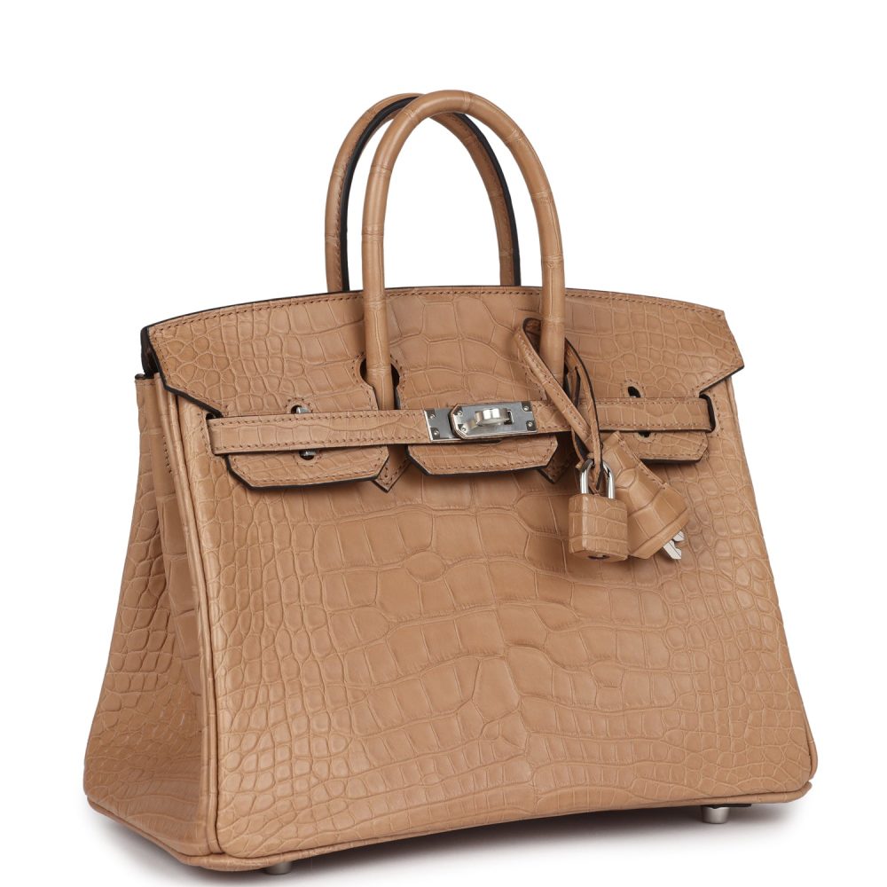 Hermes Birkin 25 Chai Matte Alligator Palladium Hardware - Image 2