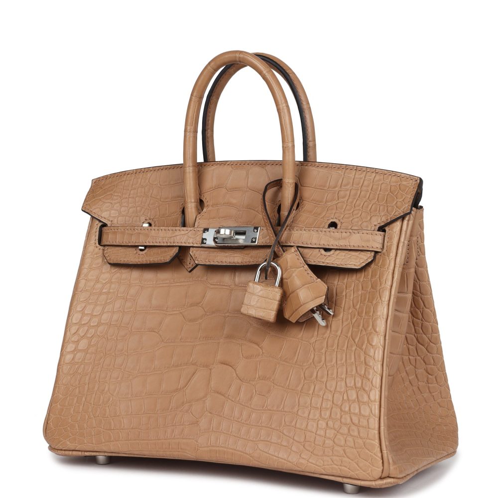 Hermes Birkin 25 Chai Matte Alligator Palladium Hardware - Image 5