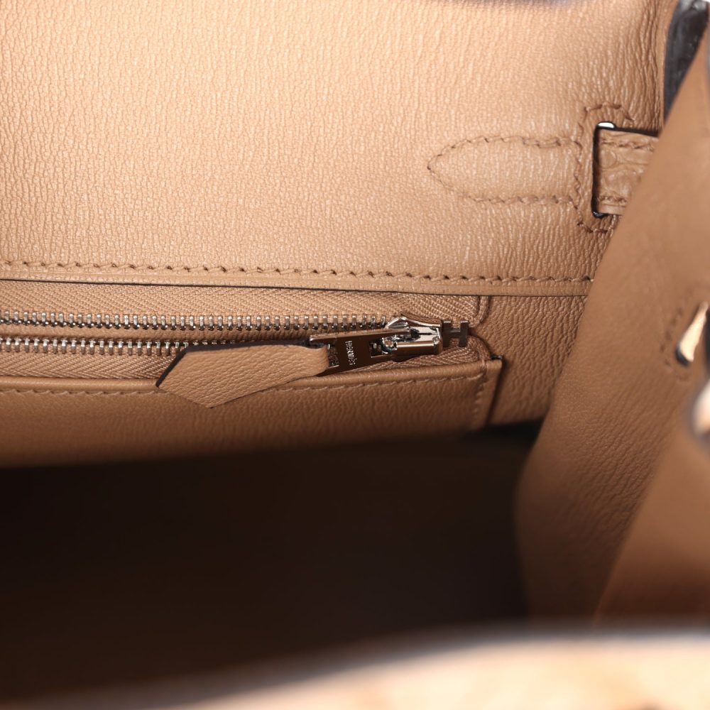 Hermes Birkin 25 Chai Matte Alligator Palladium Hardware - Image 9