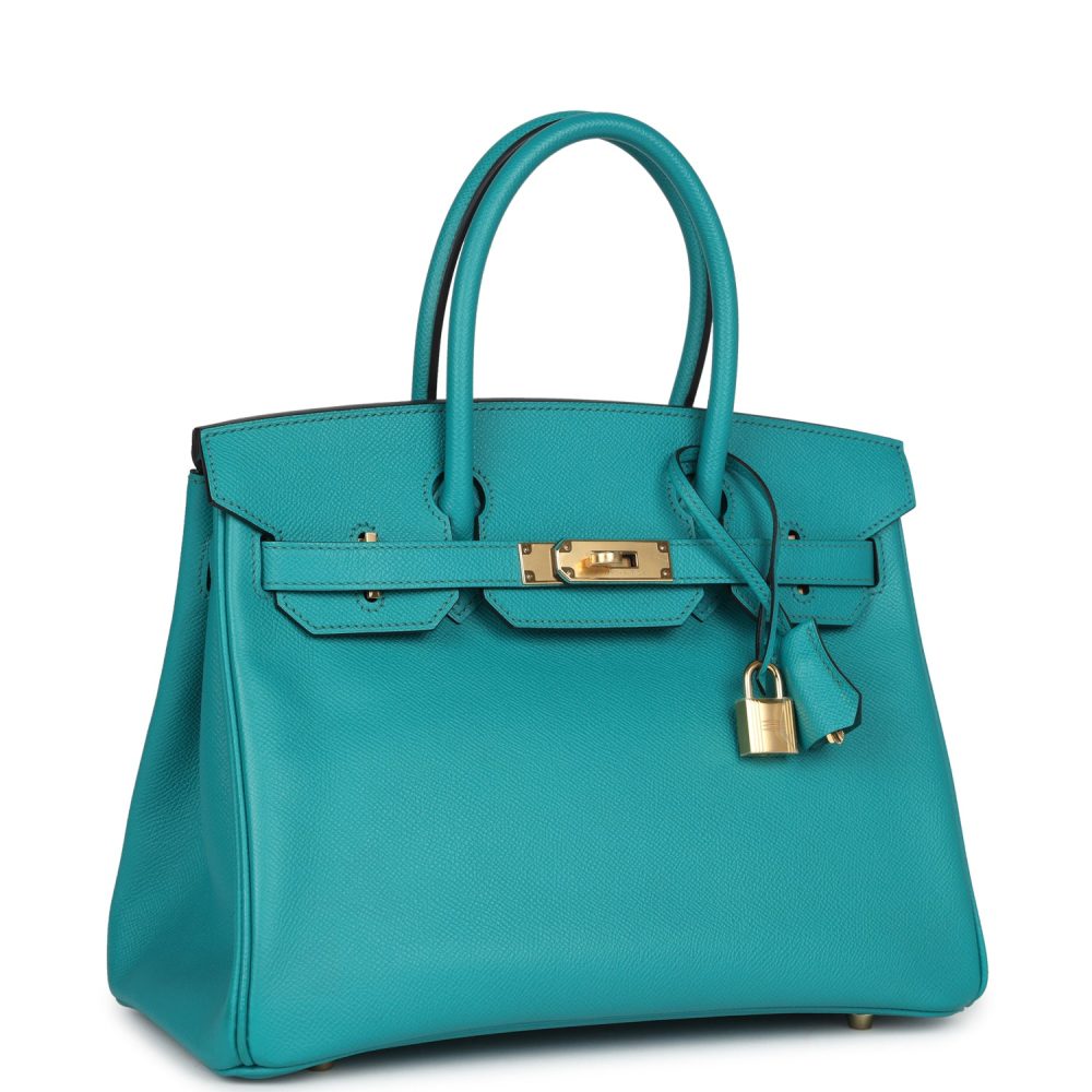 Pre-owned Hermes Birkin 30 Bleu Paon Epsom Gold Hardware - Image 2