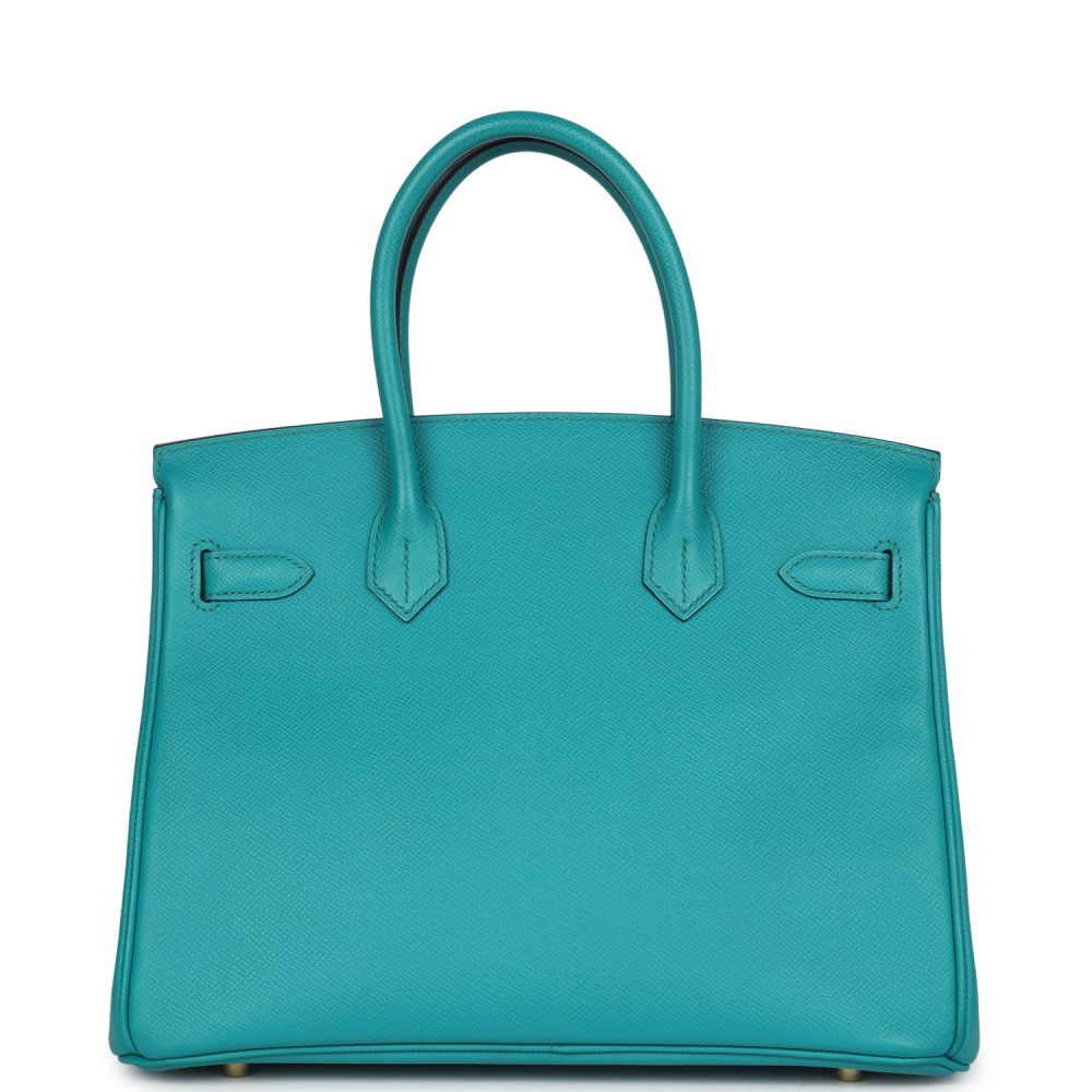 Pre-owned Hermes Birkin 30 Bleu Paon Epsom Gold Hardware - Image 4