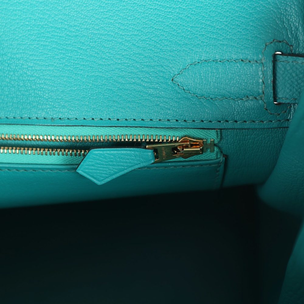 Pre-owned Hermes Birkin 30 Bleu Paon Epsom Gold Hardware - Image 9