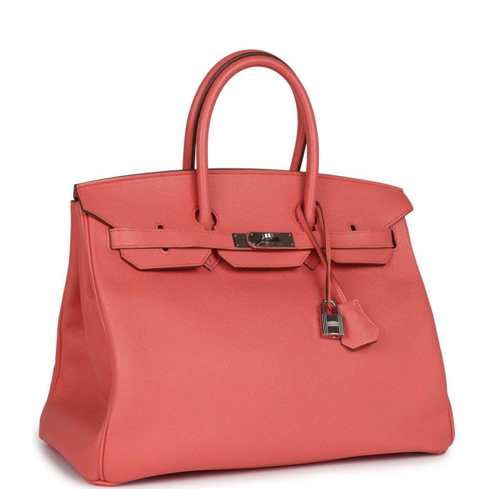 Pre-owned Hermes Birkin 35 Flamingo Epsom Palladium Hardware - Image 2