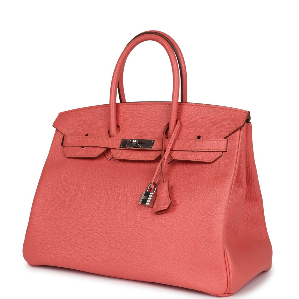 Pre-owned Hermes Birkin 35 Flamingo Epsom Palladium Hardware - Image 5