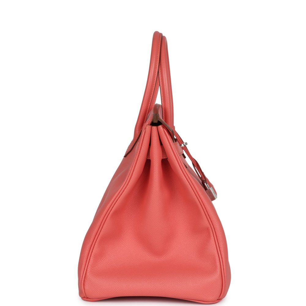Pre-owned Hermes Birkin 35 Flamingo Epsom Palladium Hardware - Image 3