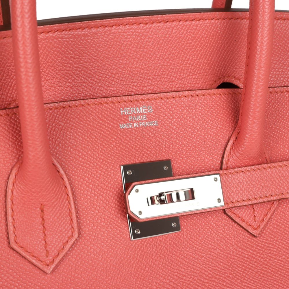 Pre-owned Hermes Birkin 35 Flamingo Epsom Palladium Hardware - Image 7