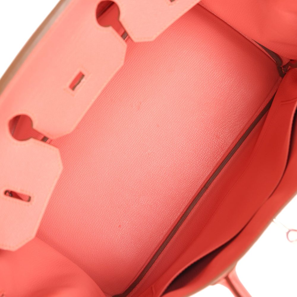 Pre-owned Hermes Birkin 35 Flamingo Epsom Palladium Hardware - Image 8