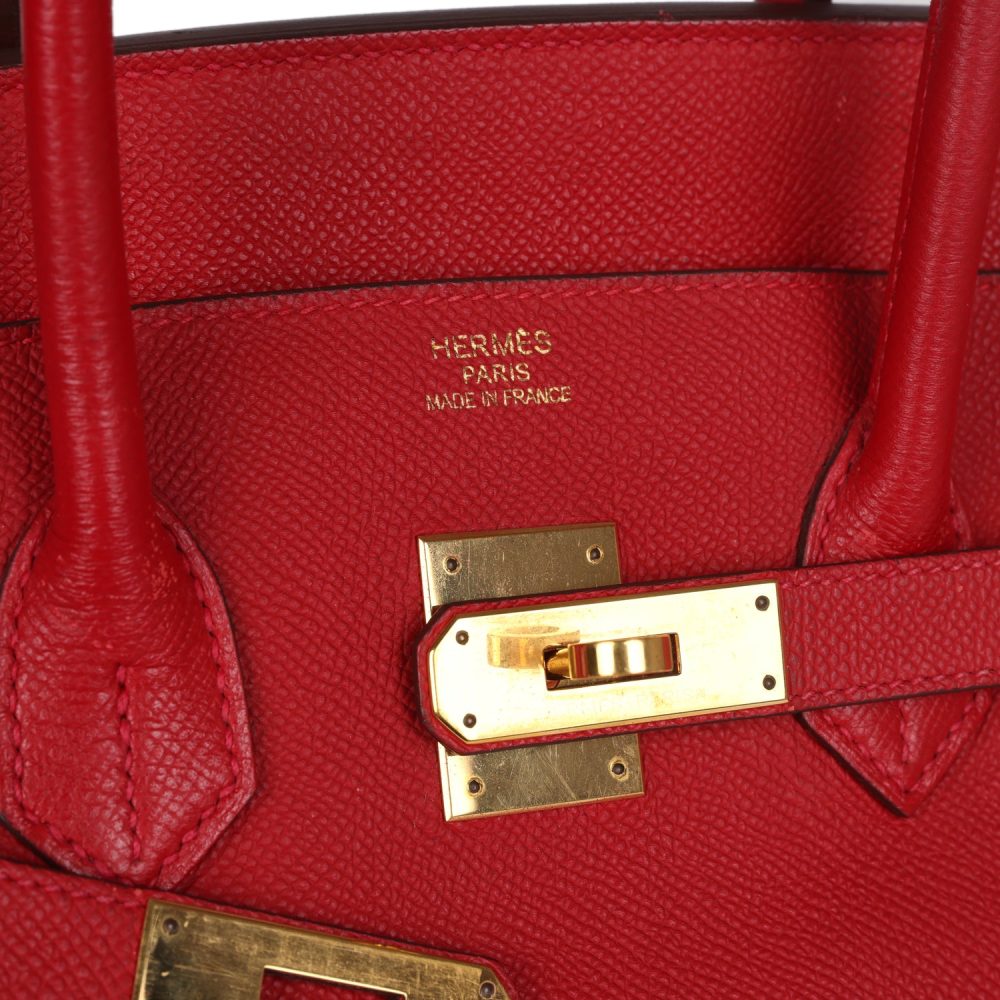 Pre-owned Hermes Birkin 35 Rouge Casaque Epsom Gold Hardware - Image 7
