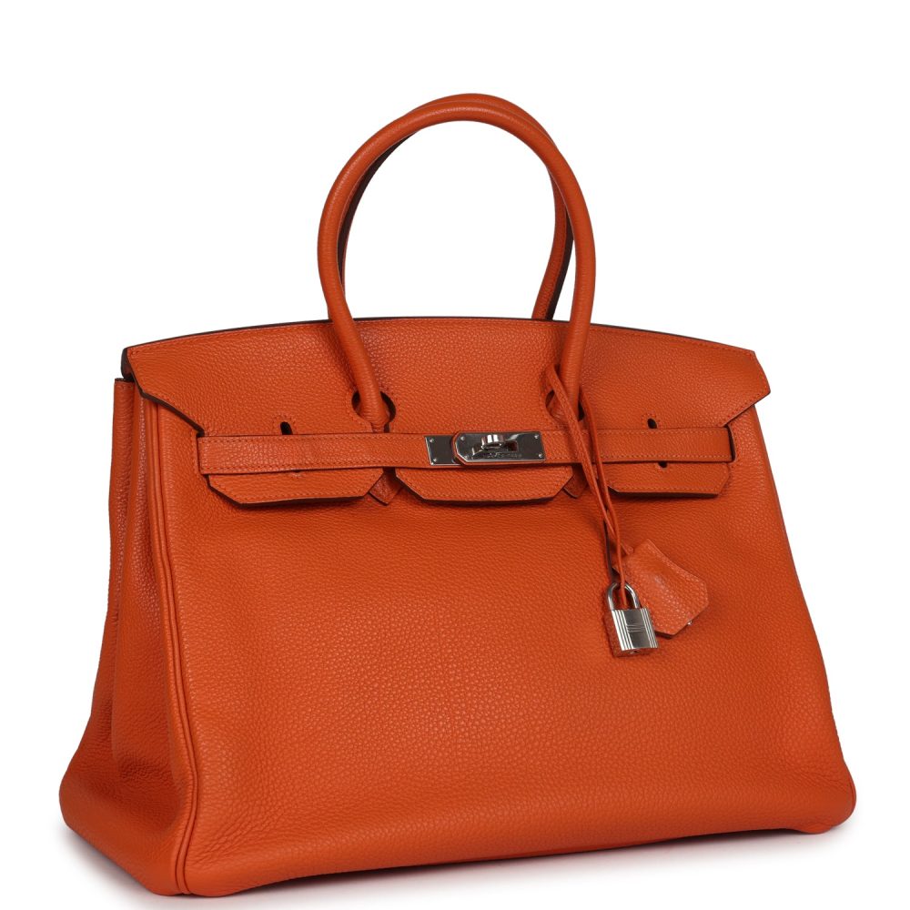 Pre-owned Hermes Birkin 35 Orange Togo Palladium Hardware - Image 2