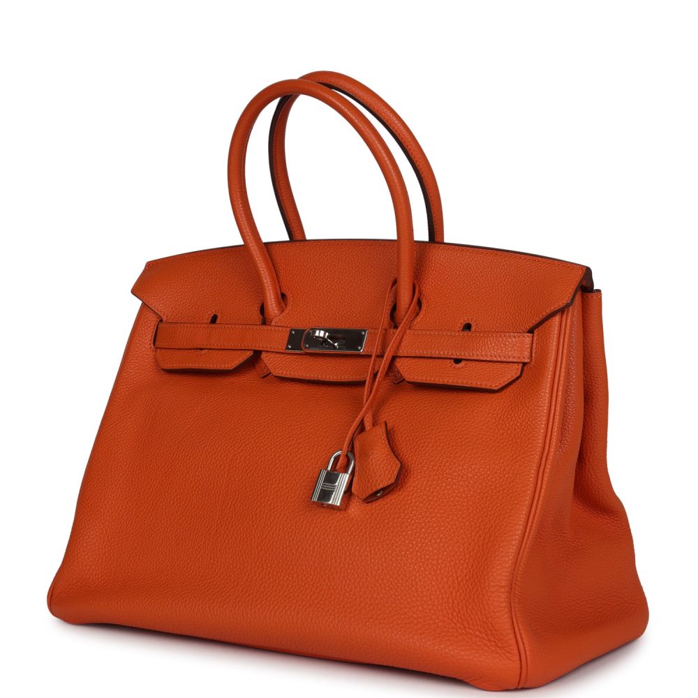 Pre-owned Hermes Birkin 35 Orange Togo Palladium Hardware - Image 5