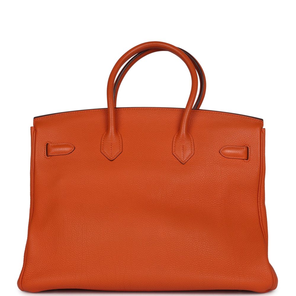 Pre-owned Hermes Birkin 35 Orange Togo Palladium Hardware - Image 3