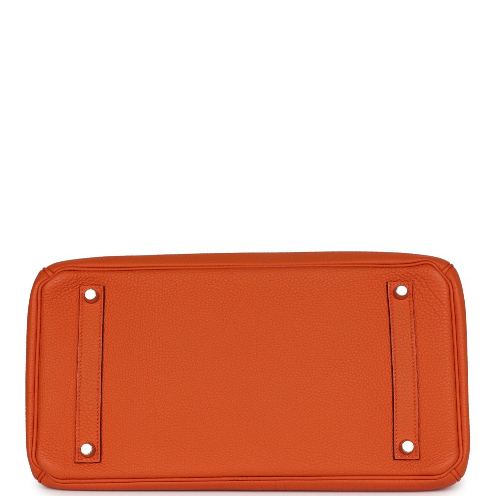 Pre-owned Hermes Birkin 35 Orange Togo Palladium Hardware - Image 6