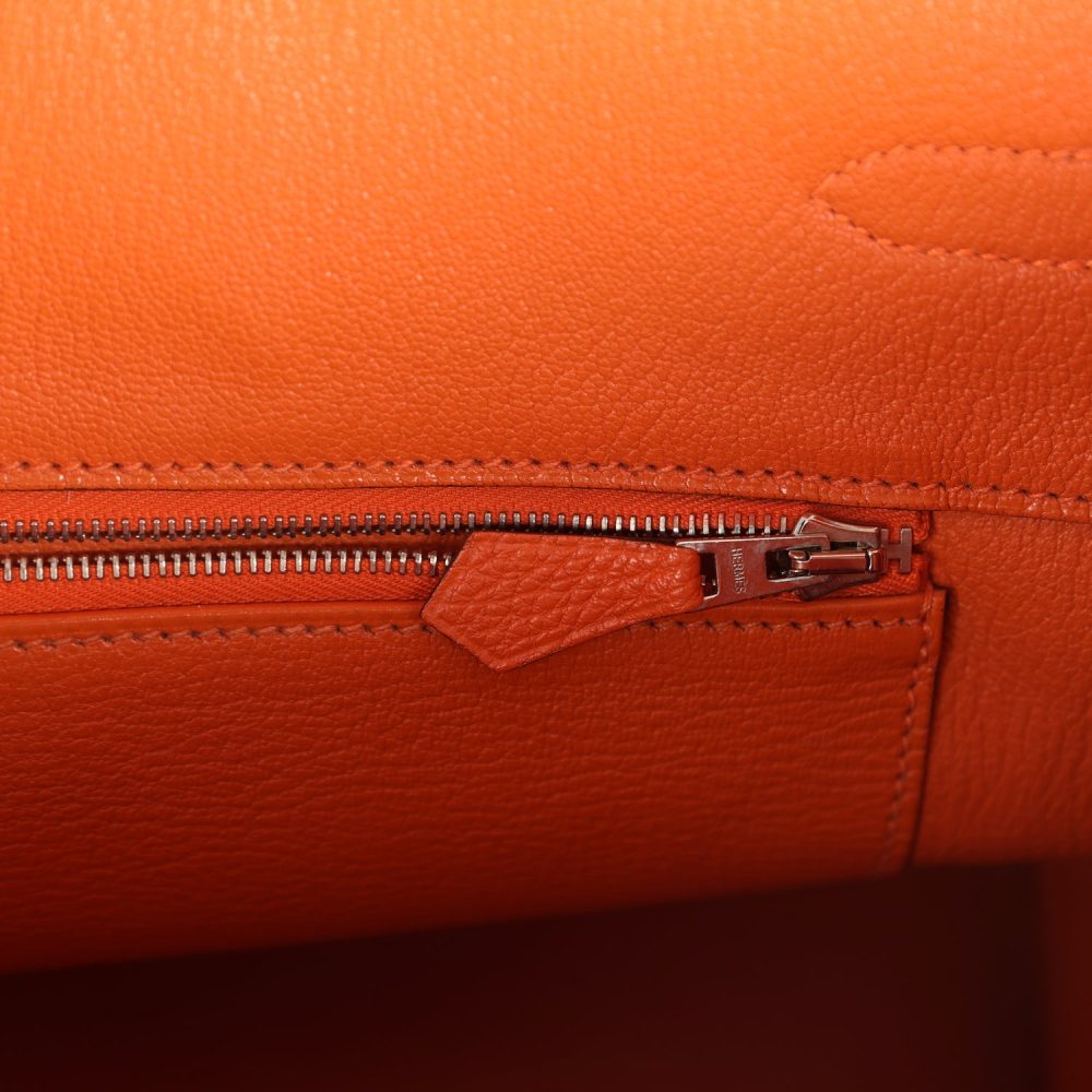 Pre-owned Hermes Birkin 35 Orange Togo Palladium Hardware - Image 9