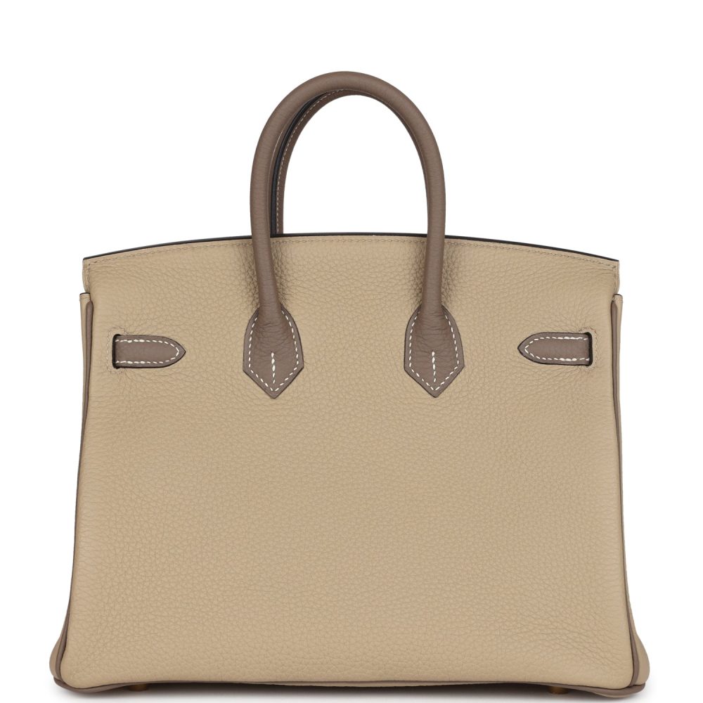 Hermes Special Order (HSS) Birkin 25 Etoupe and Trench Togo Brushed Gold Hardware - Image 4