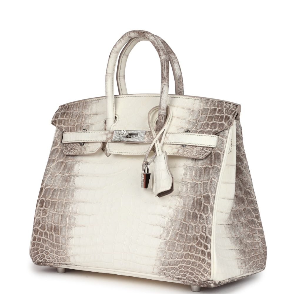 Hermes Birkin 25 Himalaya Niloticus Crocodile Diamond Encrusted Palladium Hardware - Image 5