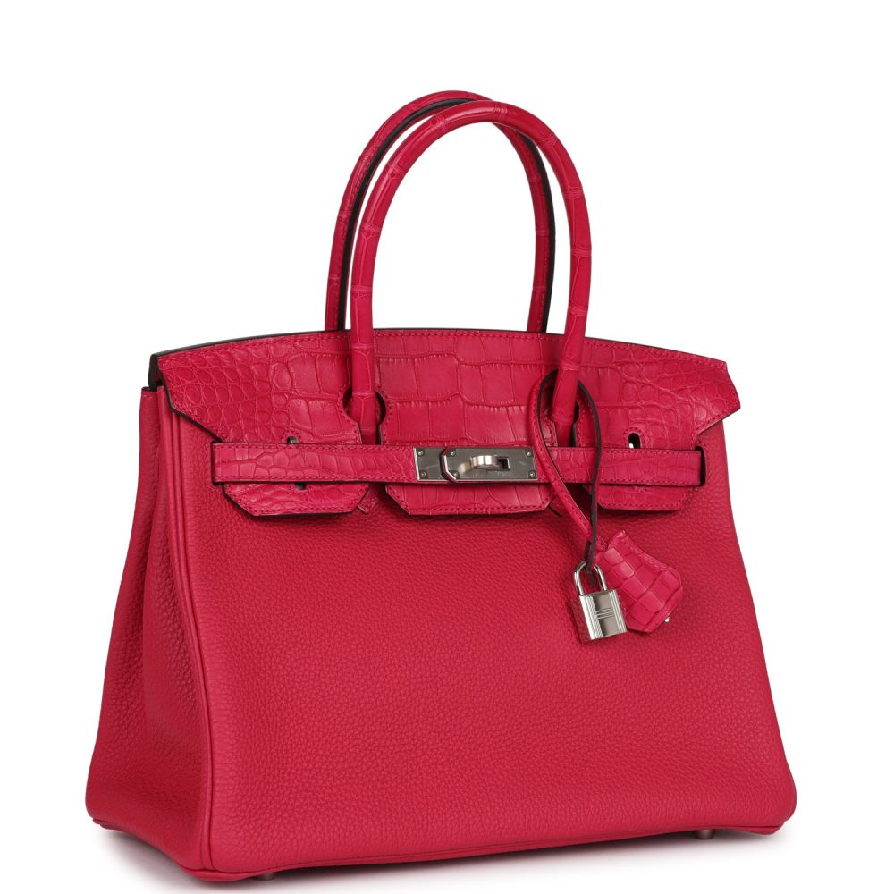 Hermes Birkin 30 Framboise Matte Alligator Togo Touch Palladium Hardware - Image 2