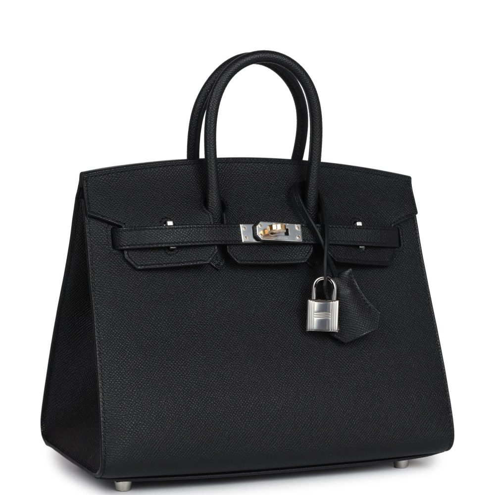 Hermes Birkin Sellier 25 Black Epsom Electrum Hardware - Image 2