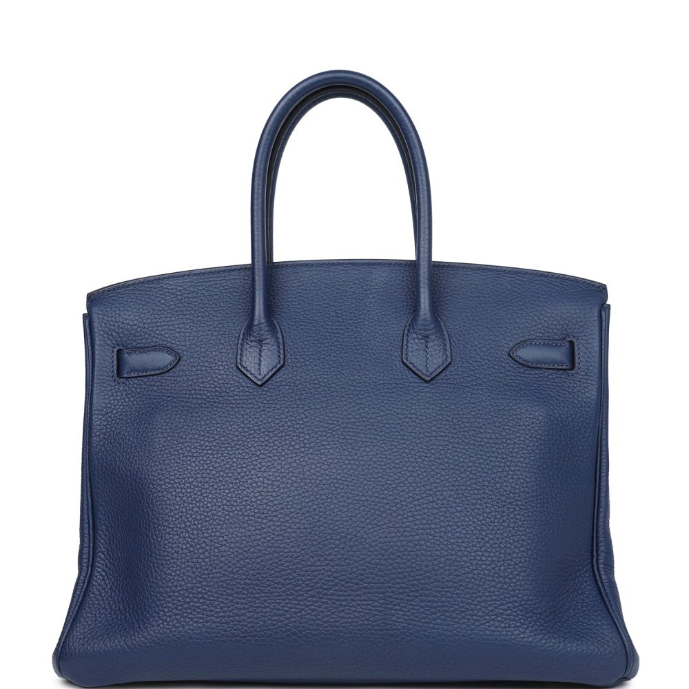 Pre-owned Hermes Birkin 35 Bleu Saphir Clemence Gold Hardware - Image 4