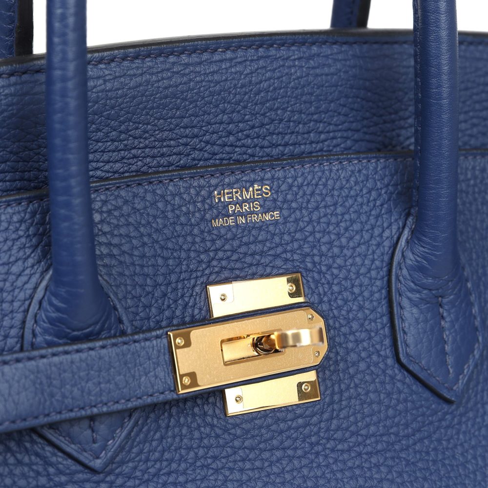 Pre-owned Hermes Birkin 35 Bleu Saphir Clemence Gold Hardware - Image 7