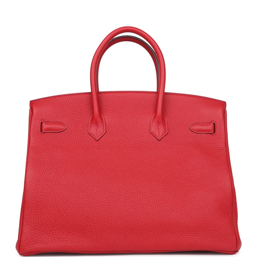 Pre-owned Hermes Birkin 35 Rouge Casaque Togo Gold Hardware - Image 4
