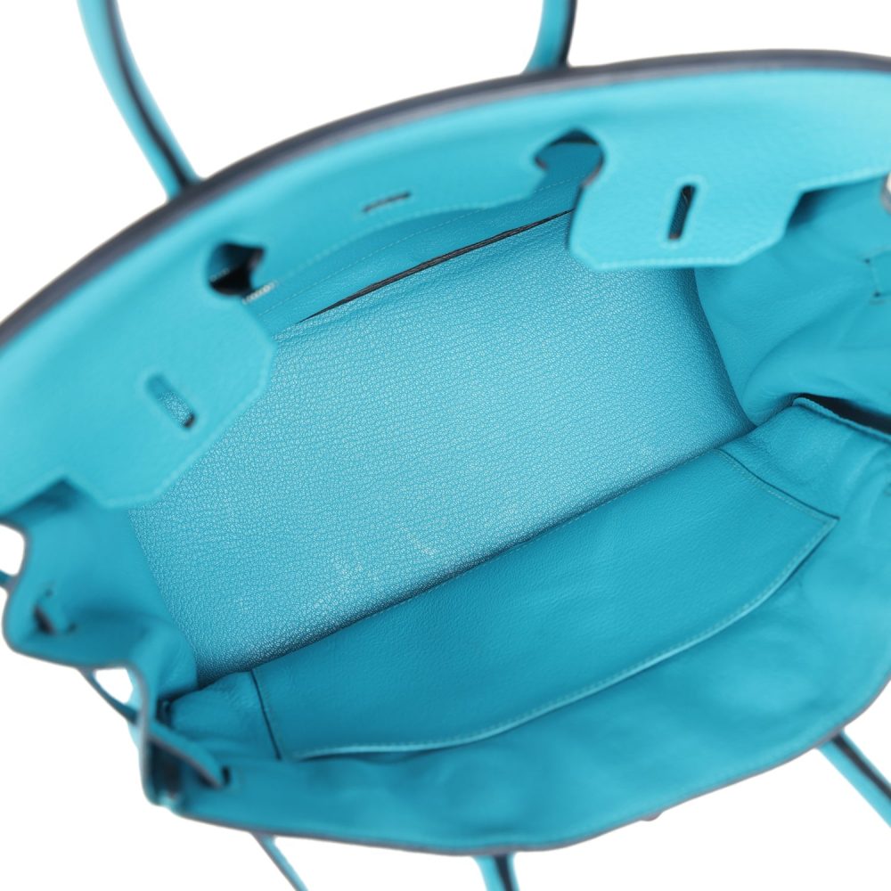 Pre-owned Hermes Birkin 30 Turquoise Clemence Palladium Hardware - Image 8