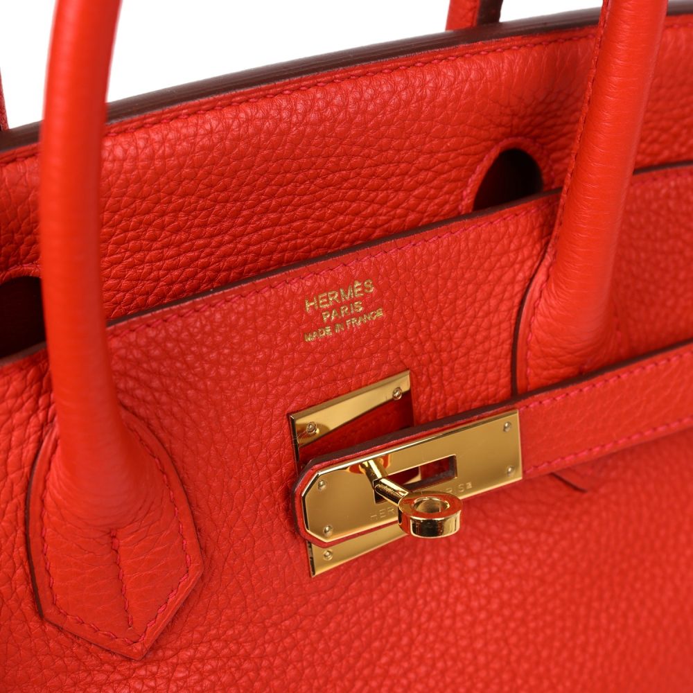Pre-owned Hermes Birkin 30 Geranium Togo Gold Hardware - Image 7