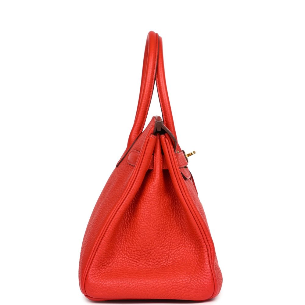 Pre-owned Hermes Birkin 30 Geranium Togo Gold Hardware - Image 3
