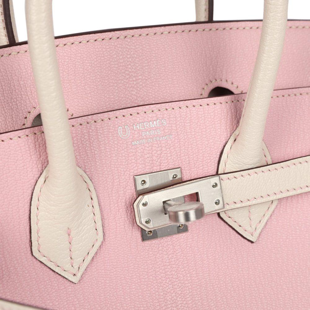 Hermes Special Order (HSS) Birkin 25 Rose Sakura and Nata Swift Brushed Gold Hardware - Image 7