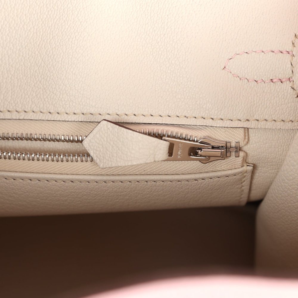 Hermes Special Order (HSS) Birkin 25 Rose Sakura and Nata Swift Brushed Gold Hardware - Image 9