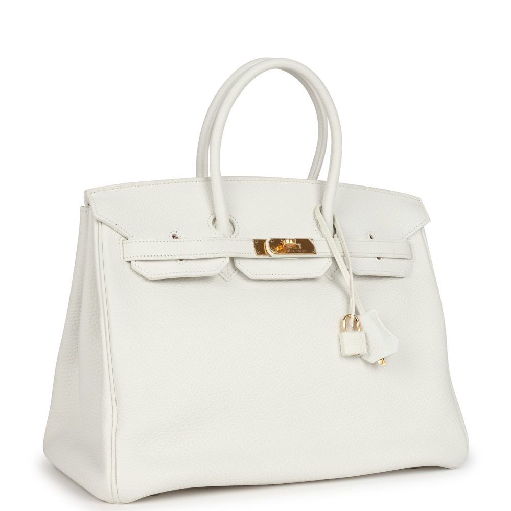 Pre-owned Hermes Birkin 35 White Clemence Gold Hardware - Image 2