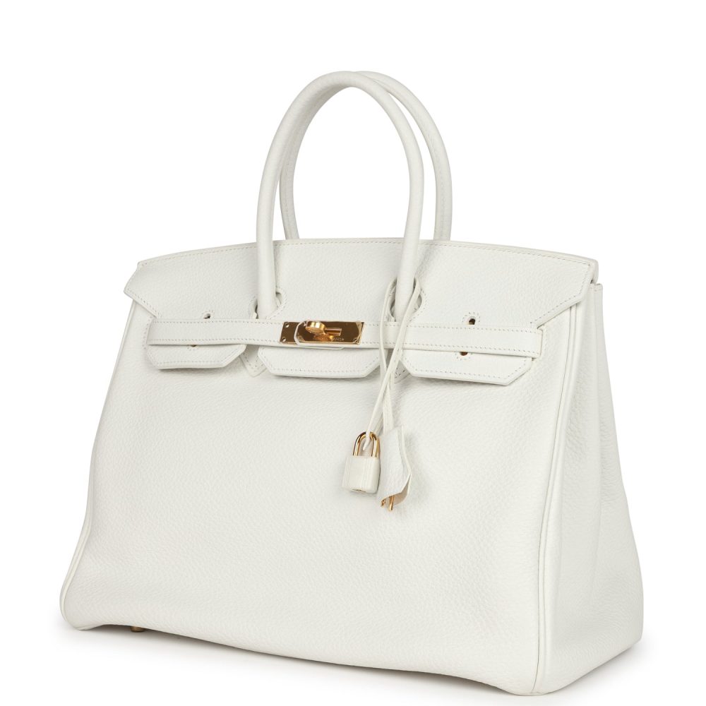 Pre-owned Hermes Birkin 35 White Clemence Gold Hardware - Image 5