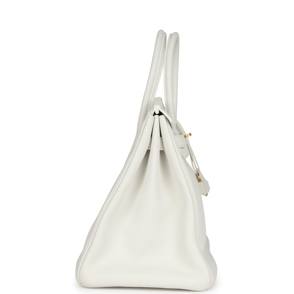 Pre-owned Hermes Birkin 35 White Clemence Gold Hardware - Image 3