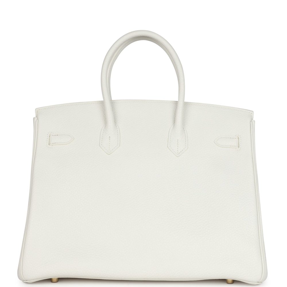 Pre-owned Hermes Birkin 35 White Clemence Gold Hardware - Image 4