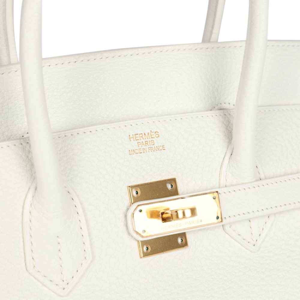 Pre-owned Hermes Birkin 35 White Clemence Gold Hardware - Image 7
