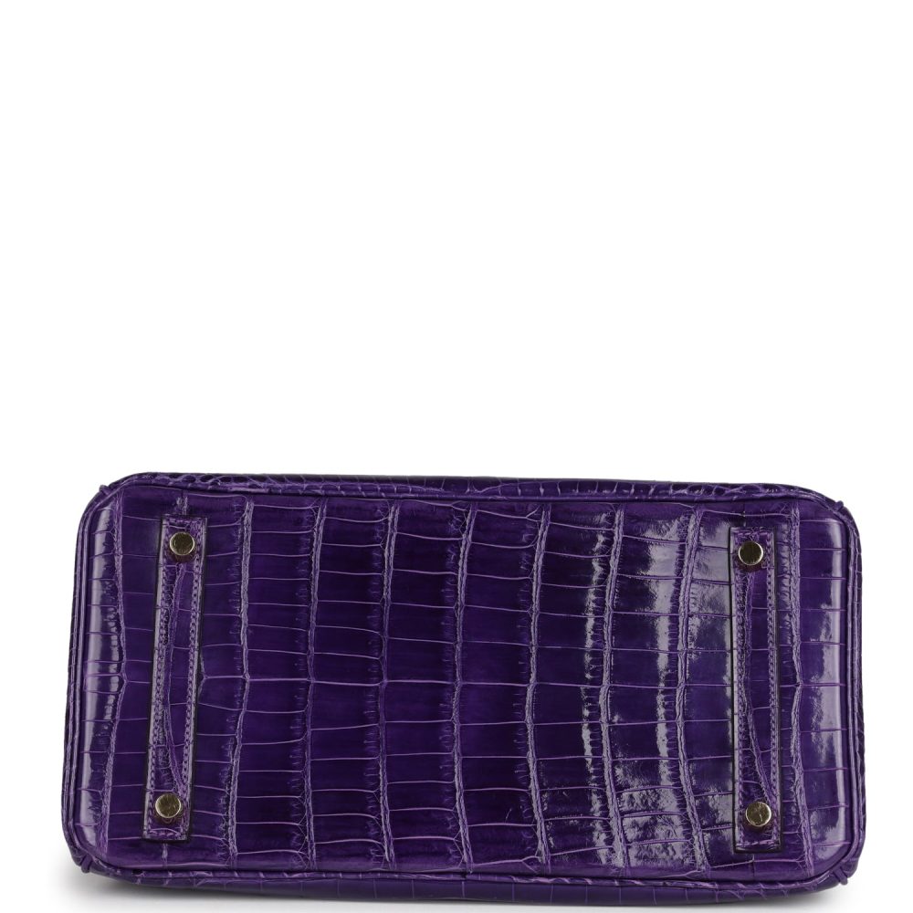 Pre-owned Hermes Birkin 30 Ultraviolet Shiny Niloticus Crocodile Gold Hardware - Image 6