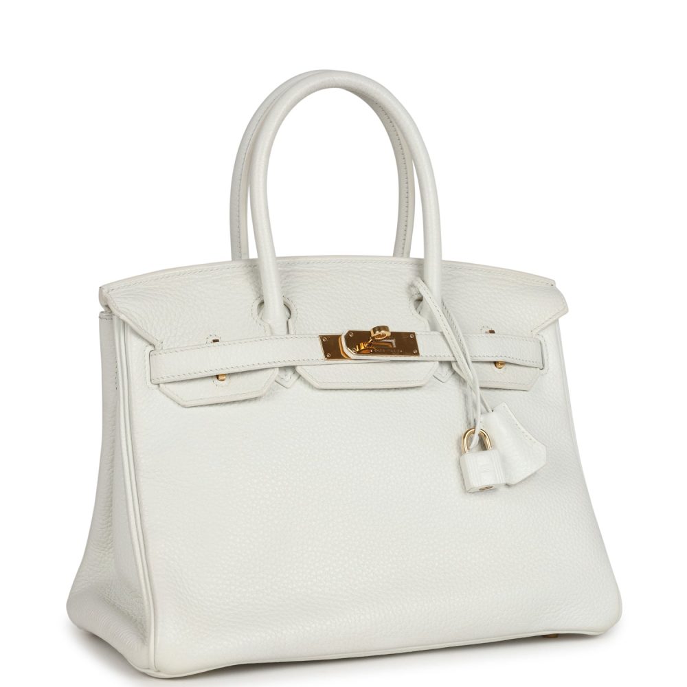 Pre-owned Hermes Birkin 30 White Clemence Gold Hardware - Image 2