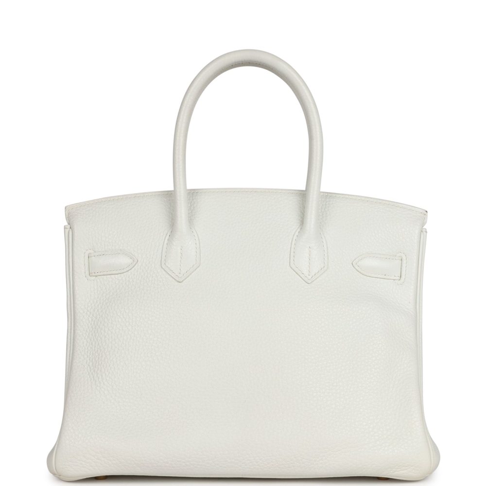 Pre-owned Hermes Birkin 30 White Clemence Gold Hardware - Image 4